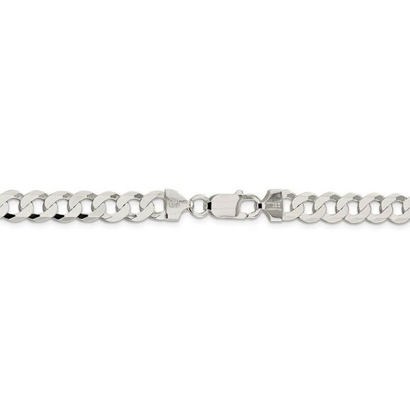 Men's 7.5mm Sterling Silver Solid Flat Curb Chain Necklace, 22 Inch - Picture 4 of 8